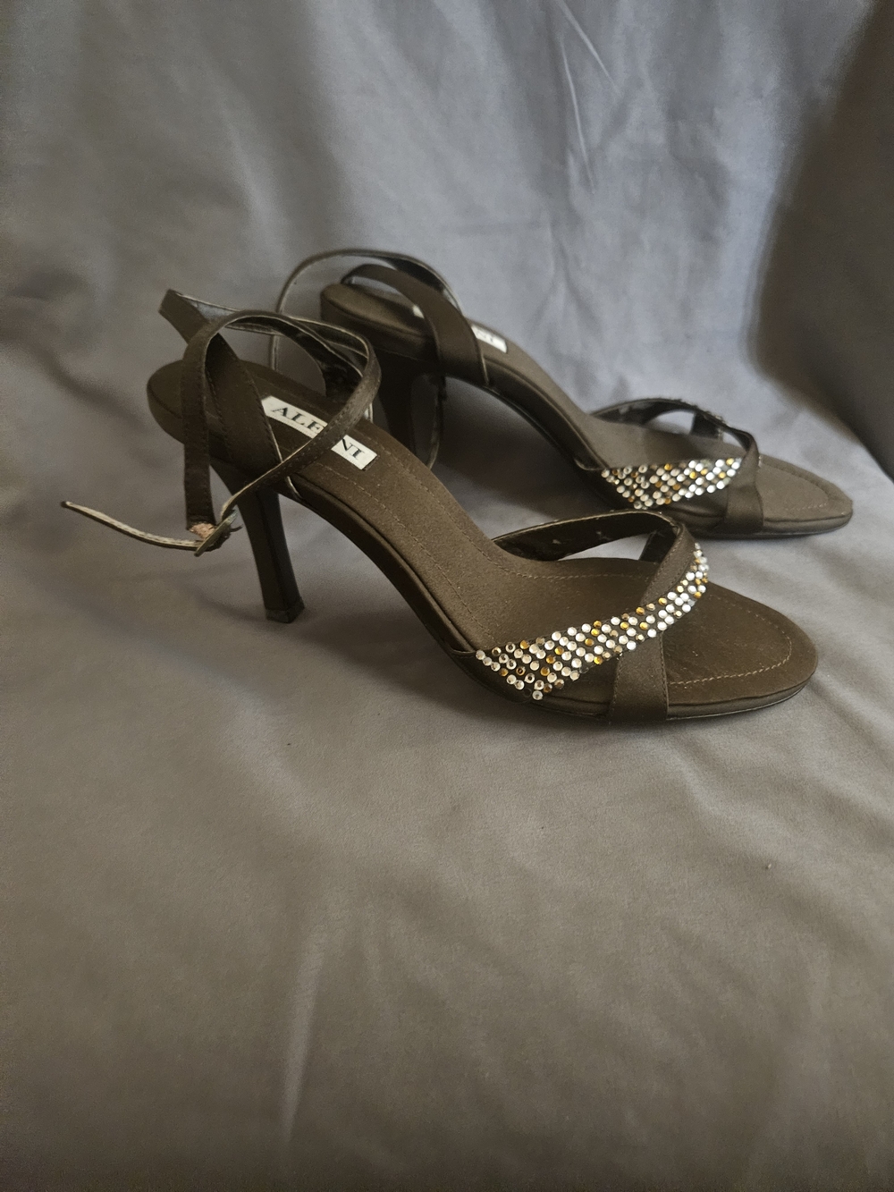 Alfani Black Strappy Heels with Rhinestone Accent